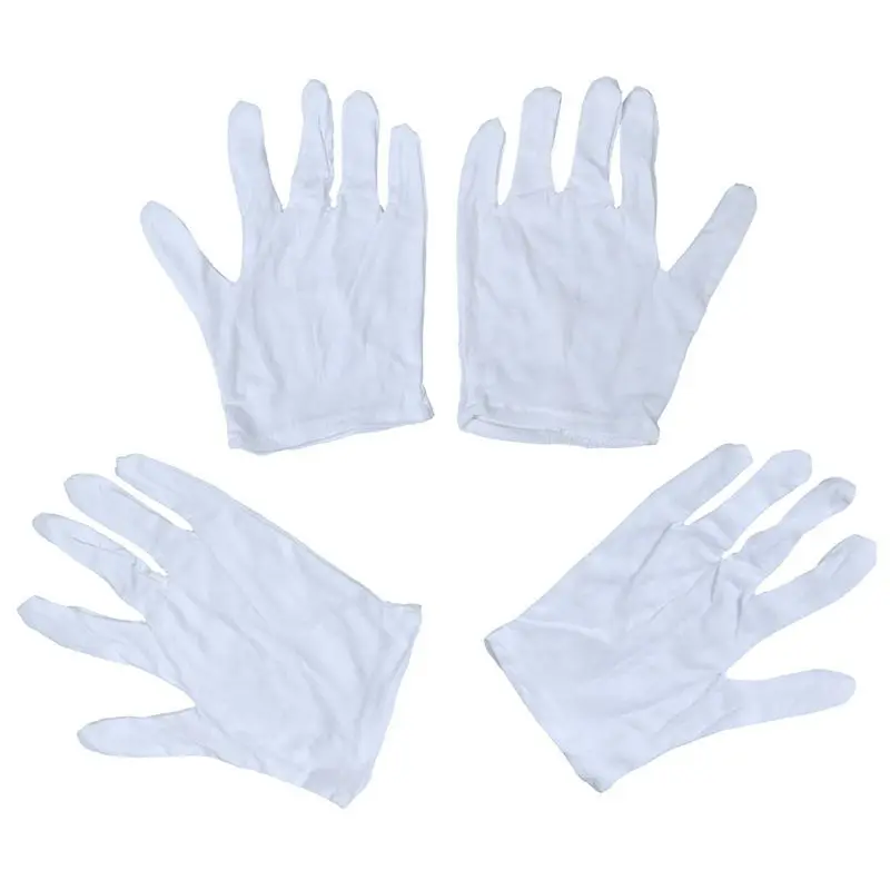 

Ladies White Cotton Thin Full Fingers Work Driving Gloves S 2 Pairs