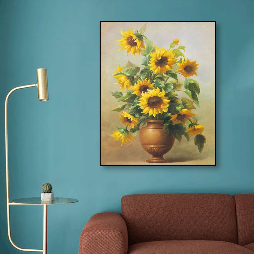 

Laeacco Sunset Flowers Canvas Painting & Calligraphy Posters and Prints Wall Art Pictures for Living Room Home Decoration