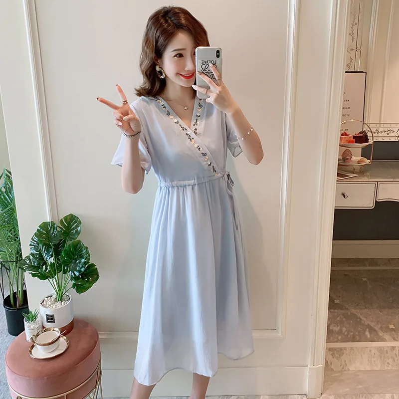 Повседневное платье для беременных этнические платья с вышивкой кормящих женщин