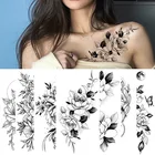 Водостойкая Временная тату-наклейка, эскиз, сексуальный цветок, искусственная татуировка, Женское боди-арт, картина, наклейка