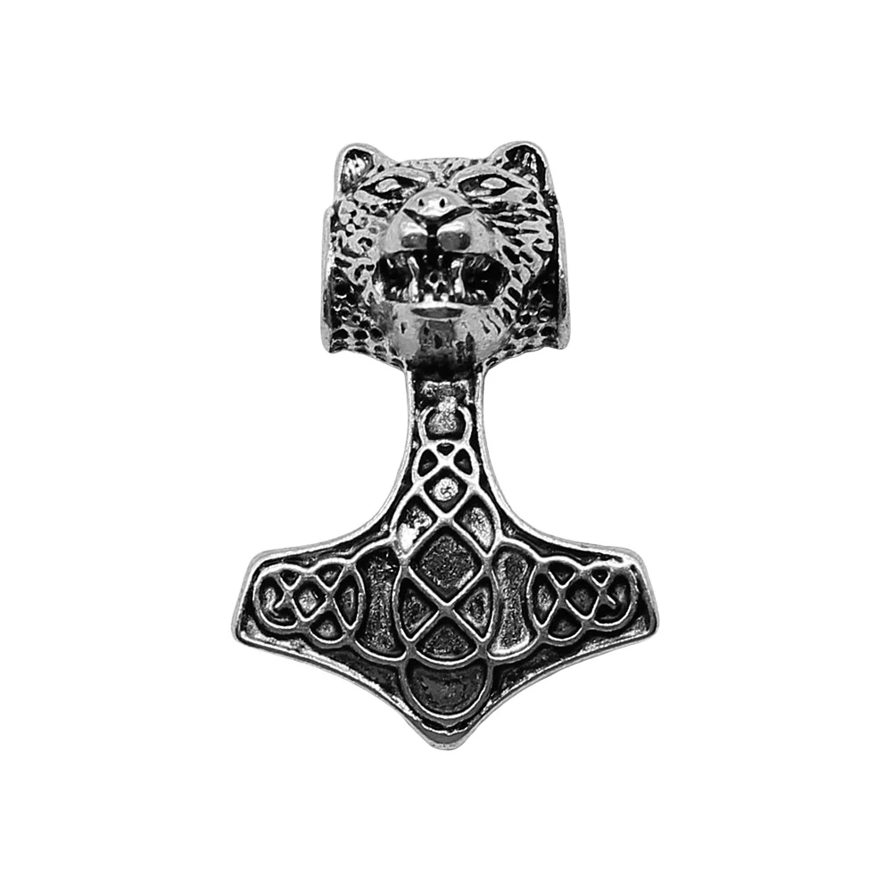 

WYSIWYG 2pcs 30x42mm Nordicviking Wolf Head Amulet Pendant Charms Antique Silver Color For Jewelry Making Jewelry Findings