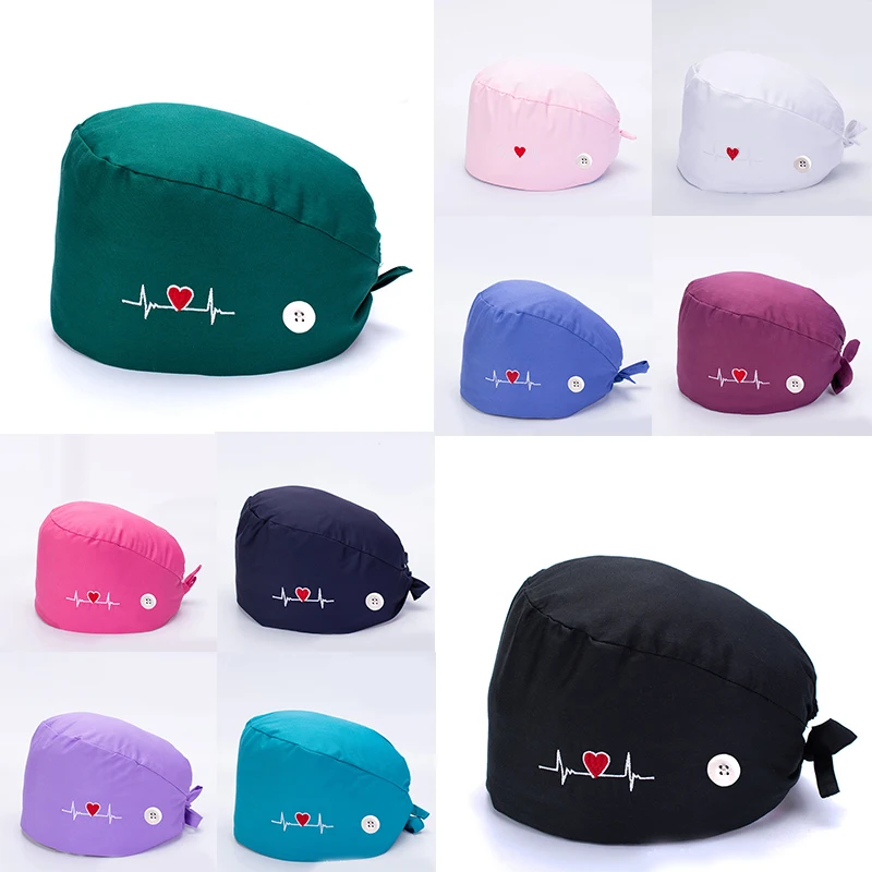 Шапка медсестры с вышивкой в форме сердца для женщин шапка салона красоты аптеки