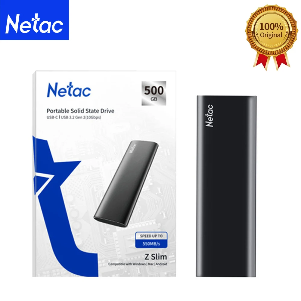 

Внешний SSD-накопитель Netac 250 ГБ, 500 Гб, ТБ, USB 3.2 Type C