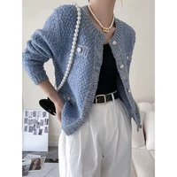autumn winter sweater women cardigan sweater o neck button long sleeved sweater knitted jacket imitation mink loose sweater