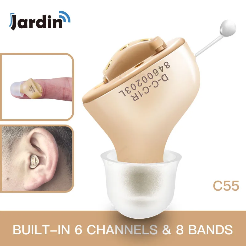 Перезаряжаемый слуховой аппарат C55 невидимый полный цифровой 6 каналов 8 полос