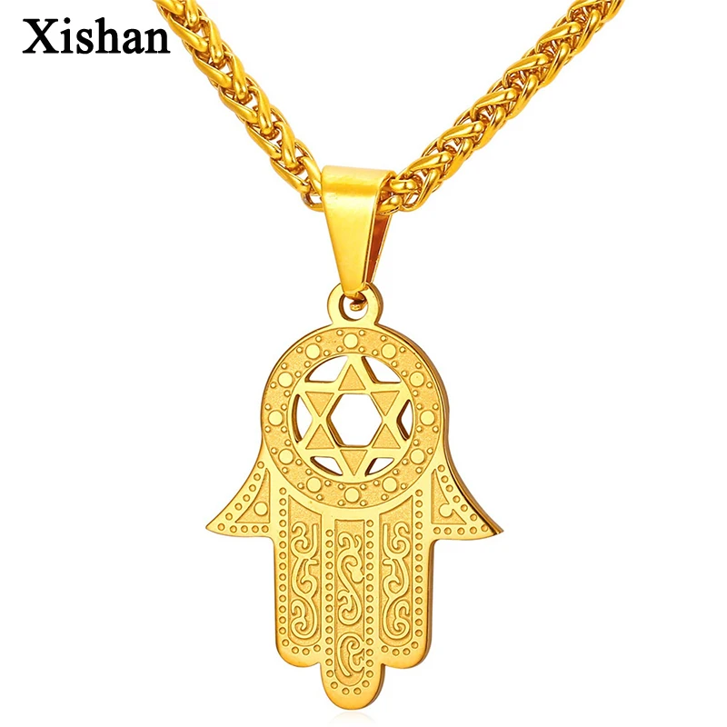 

New Hand Palms Pendant Necklace Men's Pendant Stainless Steel Hexagram Pendants Trendy Jewelry Necklaces Gifts Wholesale