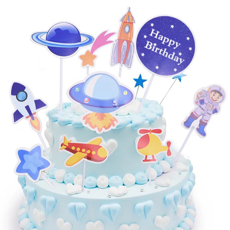 Космические вечерние принадлежности космонавты и ракеты топпер для торта