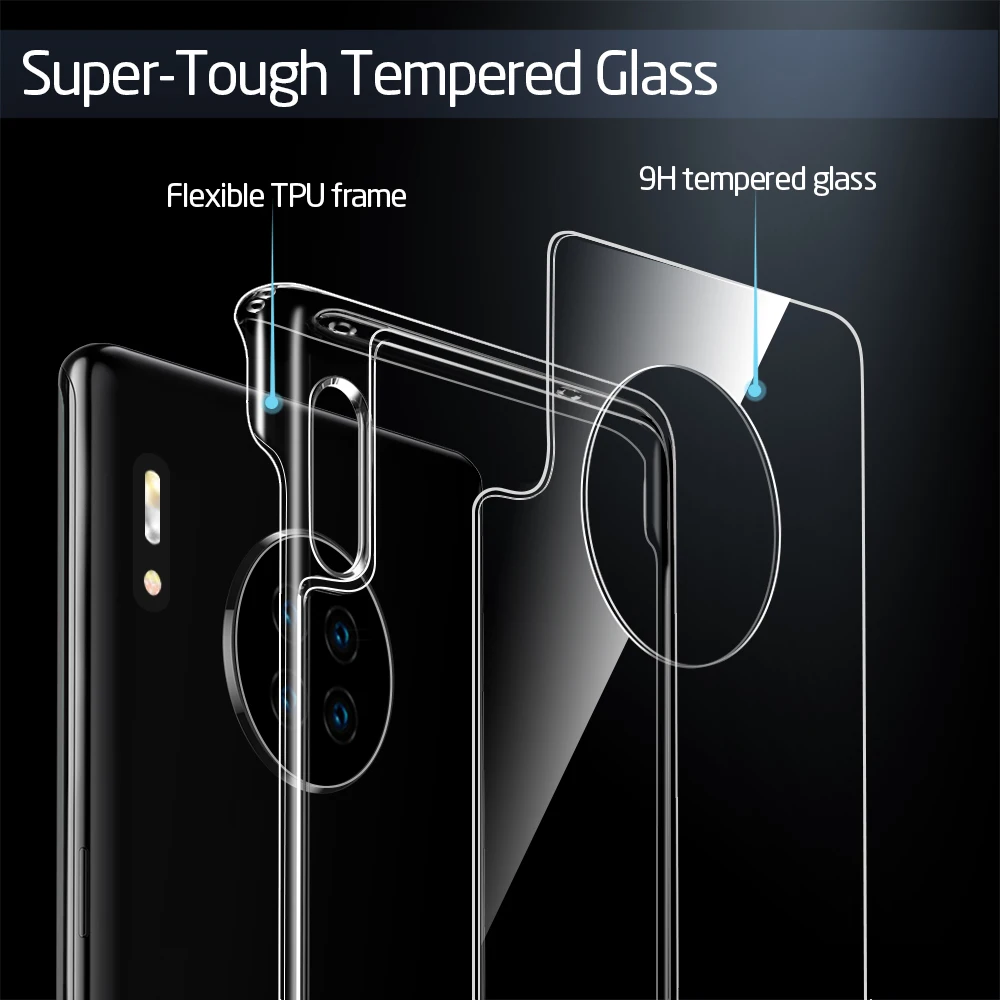 Чехол ESR из закаленного стекла с кристаллами для Huawei Mate 30 Pro мягкий чехол ТПУ
