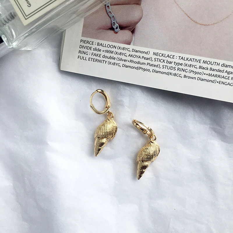 

Ailodo Bohemia Sea Shell Earrings For Women Gold Color Round Geometric Drop Shell Earrings Summer Beach Fashion Jewelry 20AUG23
