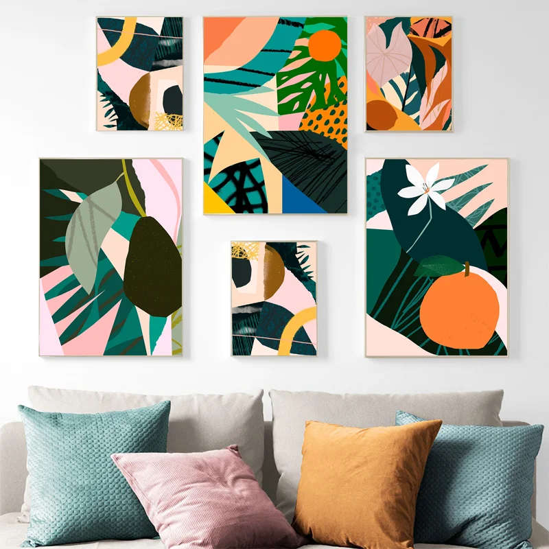 

Modern Abstract Boho Style Leaves Geometric Canvas Painting Poster Print Wall Art Picture Bedroom Interior Home Decor NO FRAME
