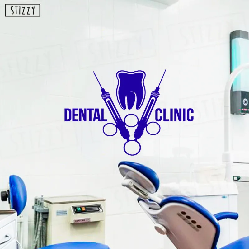 STIZZY Wall Decal Modern Dental Clinic Stickers Teeth Hospital Logo Poster Stomatology Vinyl Mural Dentist Decor Design D60 | Дом и сад