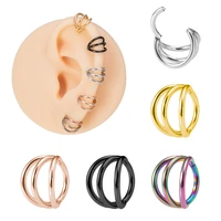 1pc stainless steel hoop nose ring cartilage earring septum lip piercing hinged clicker segment ear helix tragus jewelry 16g18g