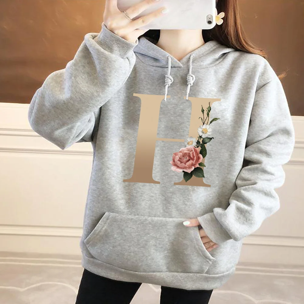 

Women's Hoodie Girls Casual Sports Pullover H Letter Printed Women's Harajuku Long-sleeved Autumn Hooded Sweatshirts