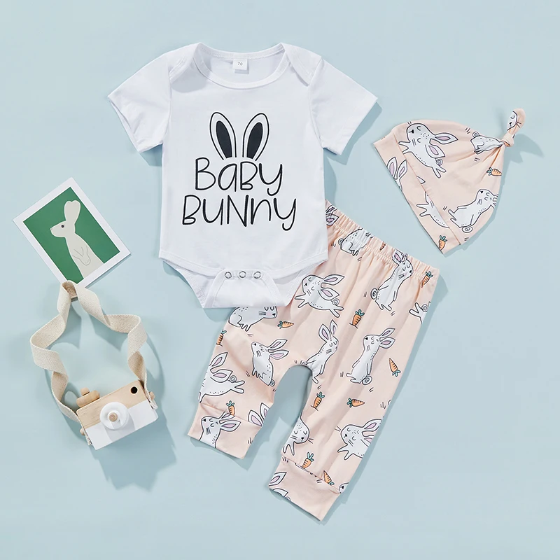 

3 шт., детский летний комбинезон с коротким рукавом и надписью