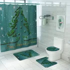 Рождественская елка душ Шторы комплект коврики для ванной с Новый год коврик крышки унитаза чехол Противоскользящий коврик шторы с крючками для ванной