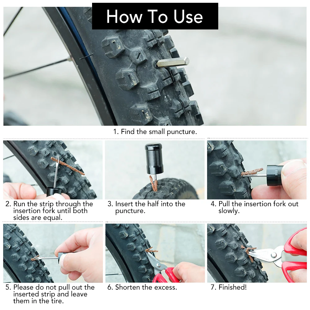 5pcs Bicycle Tools Tire Repair Rubber Strip And Drill MTB Road Bike Tubeless Tool Simple Set | Спорт и развлечения