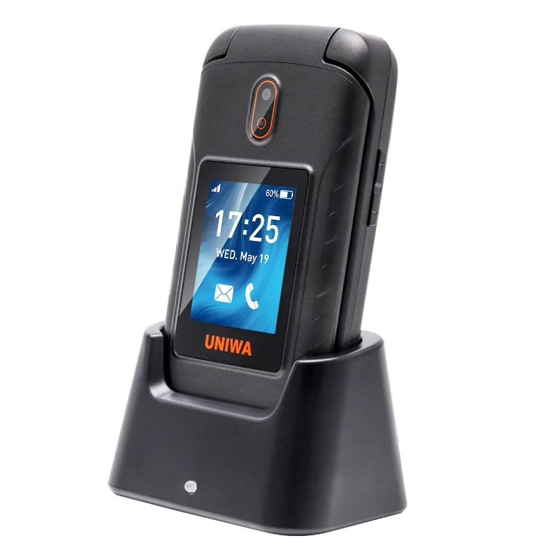 uniwa v909t 4g flip phone 2 8 inch double screen feature phone russian keyboard clamshell cellphone big push button 2250mah x28 free global shipping