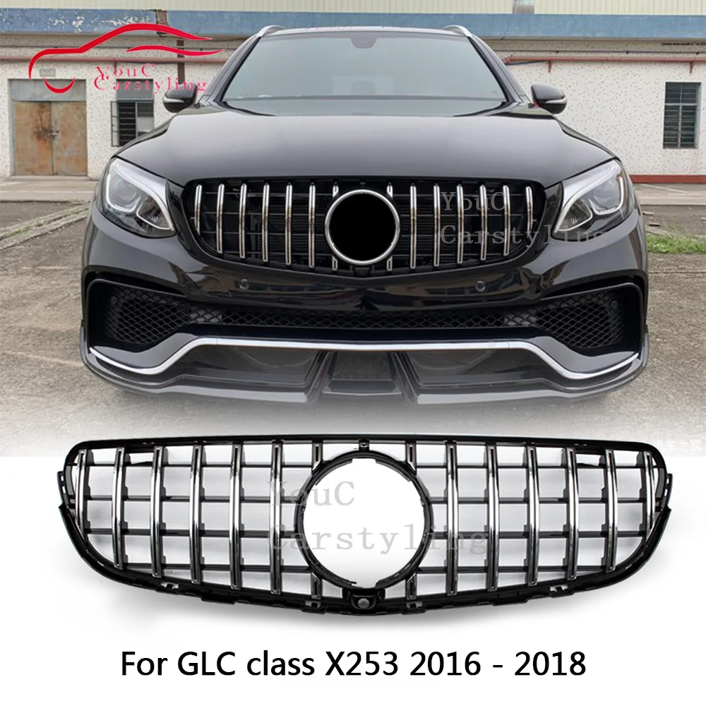 

W253 GT grille Front Hood GT R GTR Bumper Grill Mesh for Mercedes GLC class X253 C253 5-door Coupe SUV 2016 - 2018 GLC250 GLC300