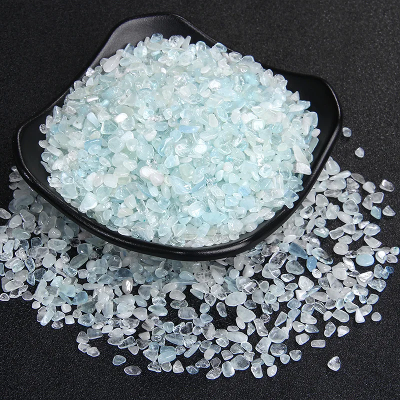 

3-5mm Natural Aquamarine Quartz Beads Gravel Crystal Stone Rock Chips Tumble Stones Healing Reiki Minerals Beads Garden Decor