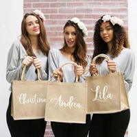 burlap tote personalized bridesmaid gift for proposal beach bachelorette bags bride squad bag