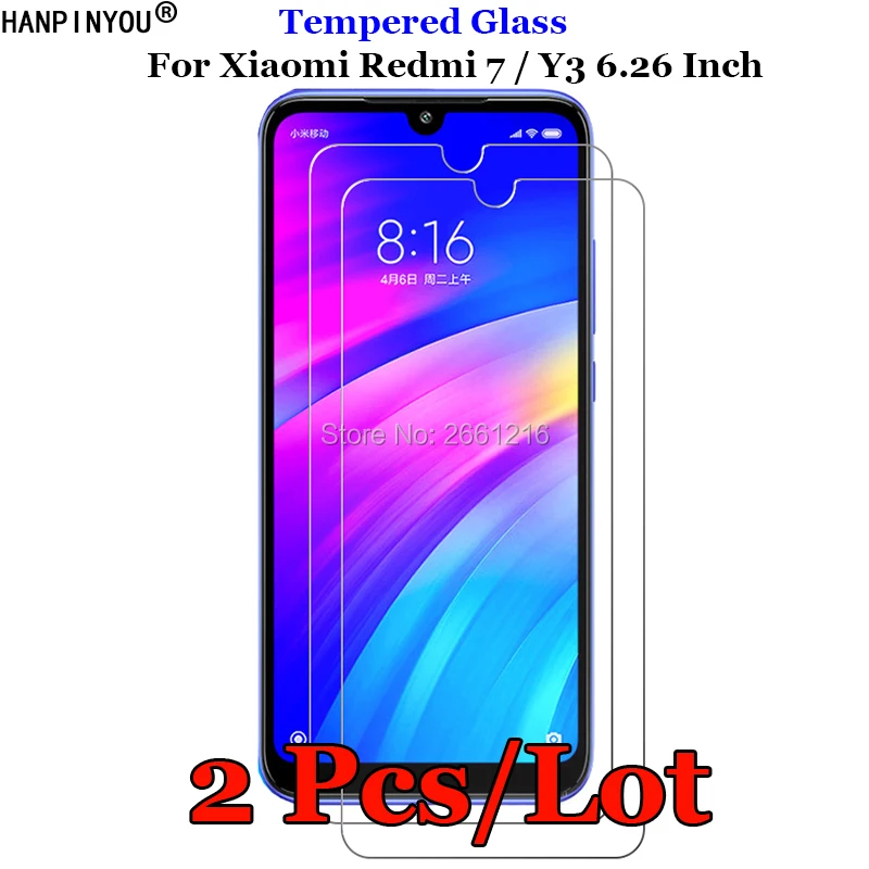 

2 шт./лот для Xiaomi Redmi 7 Redmi7 жесткое закаленное стекло 9H 2.5D Премиум защитная пленка для Redmi Y3 6,26"
