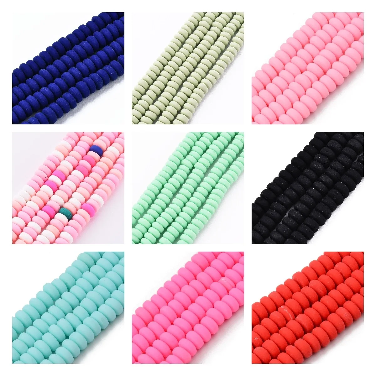 

Wholesale 10Strand 6mm Flat Round Polymer Clay Beads Chip Disk Loose Spacer Heishi Bead for Handmade DIY Jewelry Making Bracelet