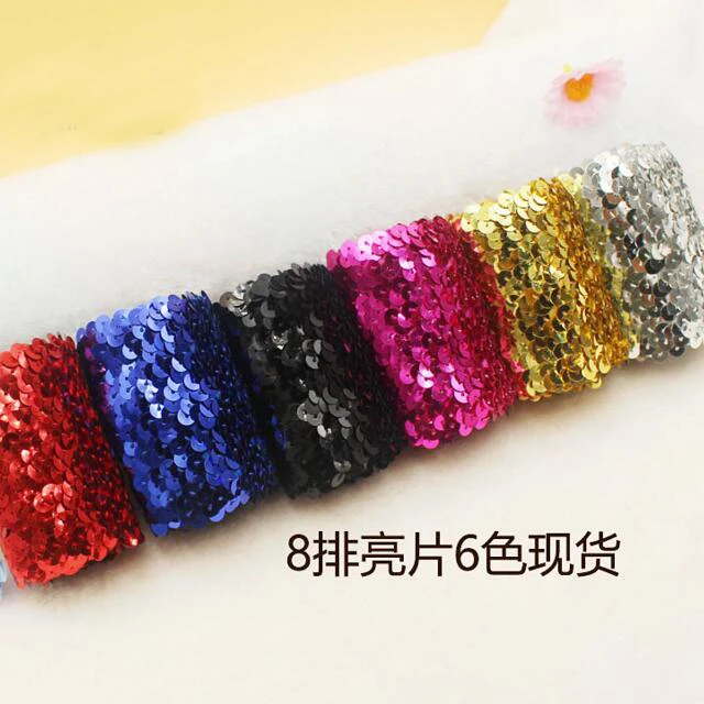 5 метров 7 см блестки кружевная лента золото серебро черный эластичная отделка