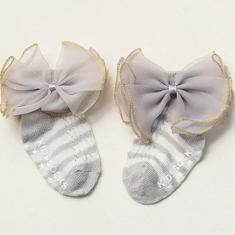 Летние носки для новорожденных хлопковые с бантом девочек 0 24 месяцев тонкие