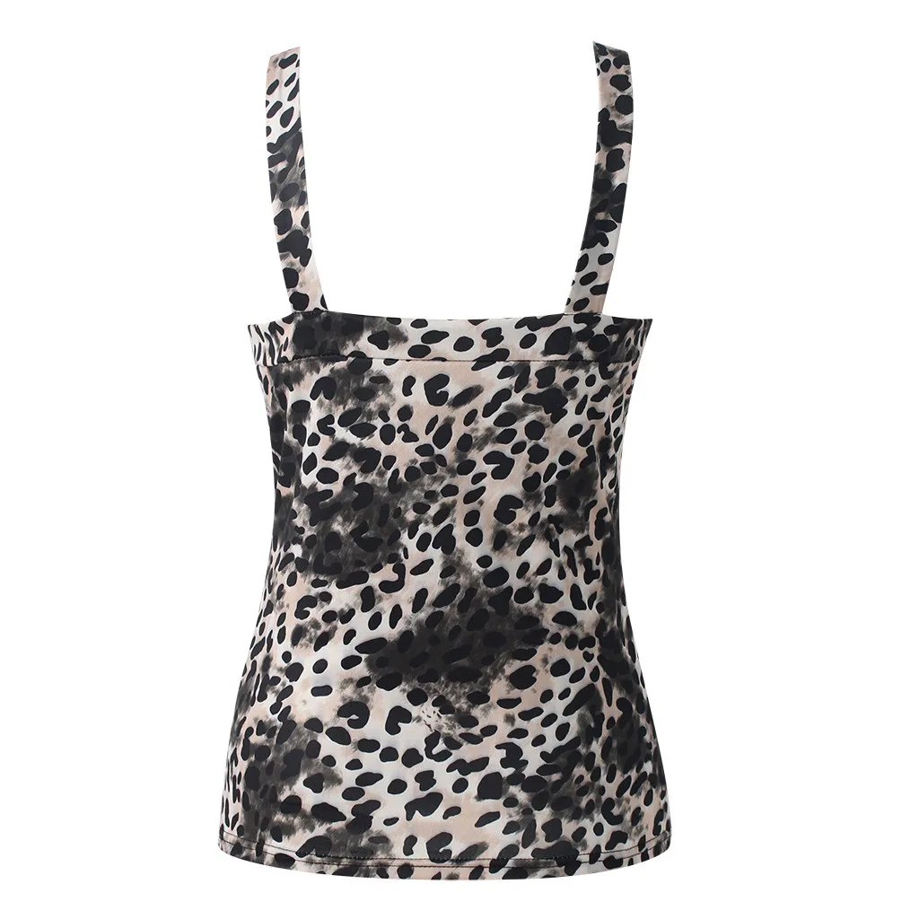 Женские рубашки с v-образным вырезом без рукавов для девочек жилет леопардовым