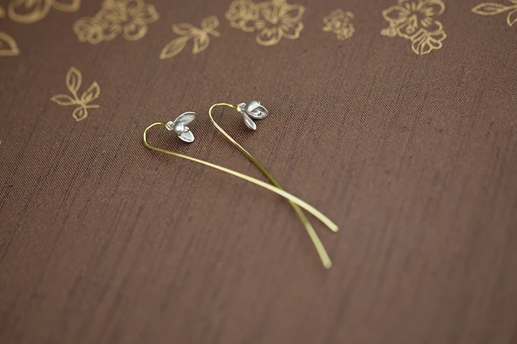 Женские длинные серьги с цветами магнолии из стерлингового серебра 925 пробы