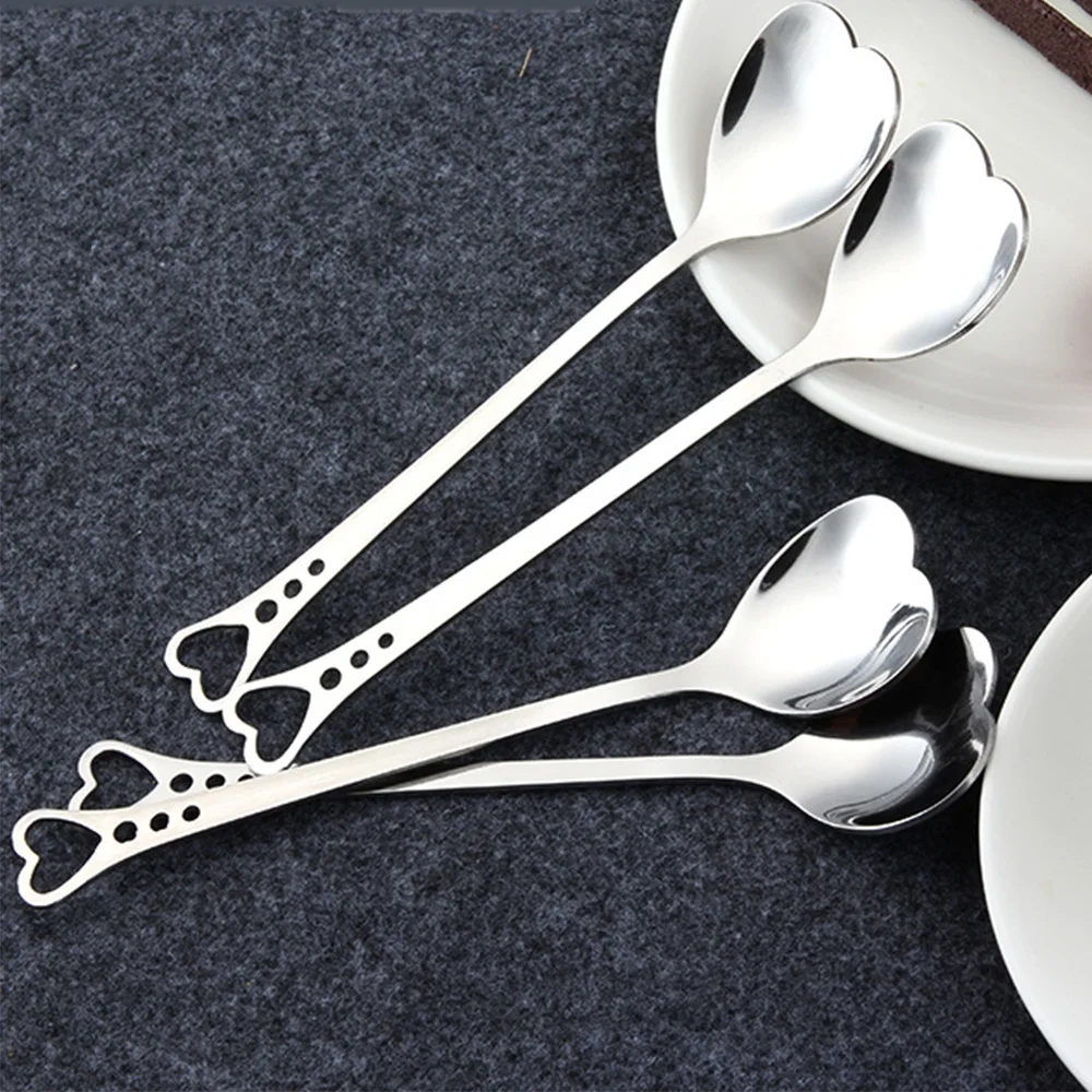 Нержавеющая сталь сердце Форма Кофе ложки кухонные принадлежности десерт сахар