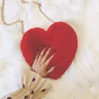 Маленькие кошельки и сумочки из искусственного меха, женская сумка через плечо в форме сердца, женские плюшевые сумки через плечо, Женский кошелек, сумочка