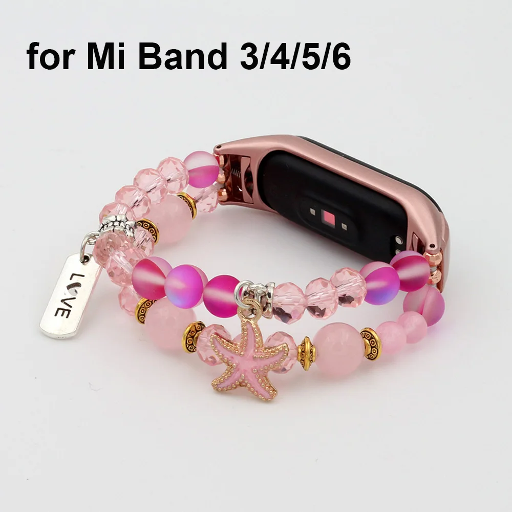 Bands for Xiaomi Mi Band 7 6 5 4 3 Smartwatch Mi7 Wristband Women Pink Jewelry Replacement Straps Bracelet Luxury Miband 7 Strap