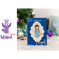 kind and lovely little angel wing star blessed word metal cutting dies scrapbooking album paper diy cards crafts embossing dies