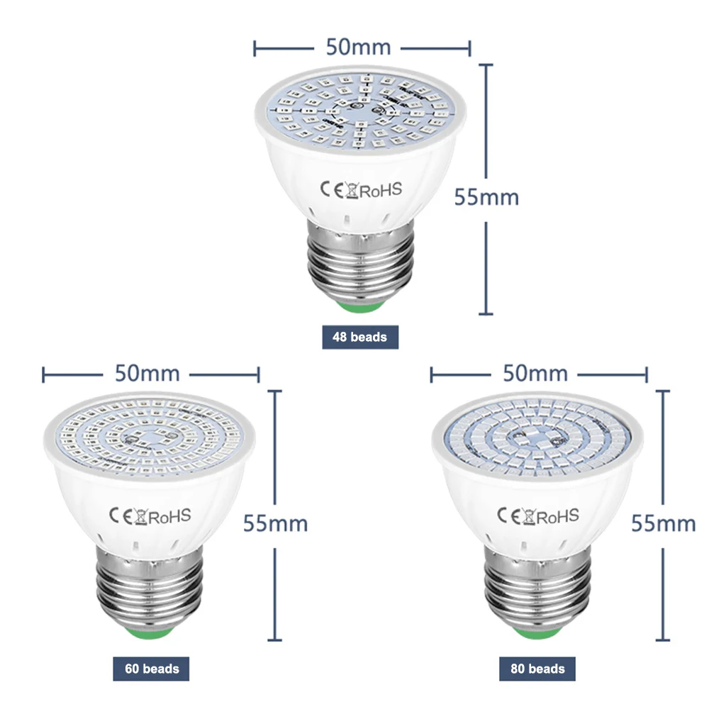 

LED Grow Light Full Spectrum Indoor Hydroponic E2/E14/B22/GU10 Vegetables Plant Flower LED Growing Lamp Bulb