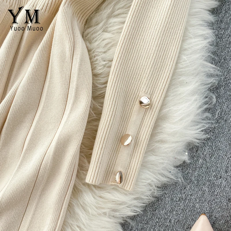 YuooMuoo хорошее качество удобные кнопки дизайн Осень Зима Женское платье Теплый