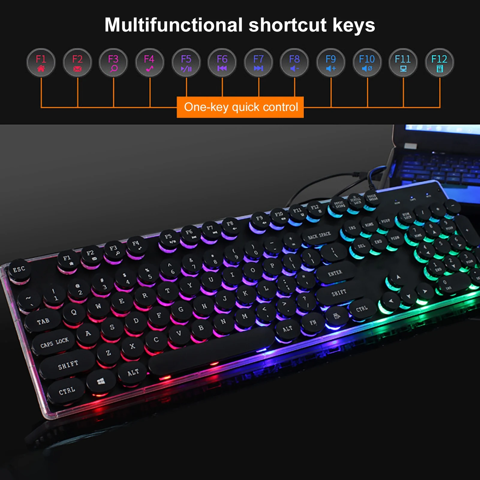 104 Round Keys Vintage Backlight Wired Mechanical Gaming Keyboard PC Accessory | Компьютеры и офис