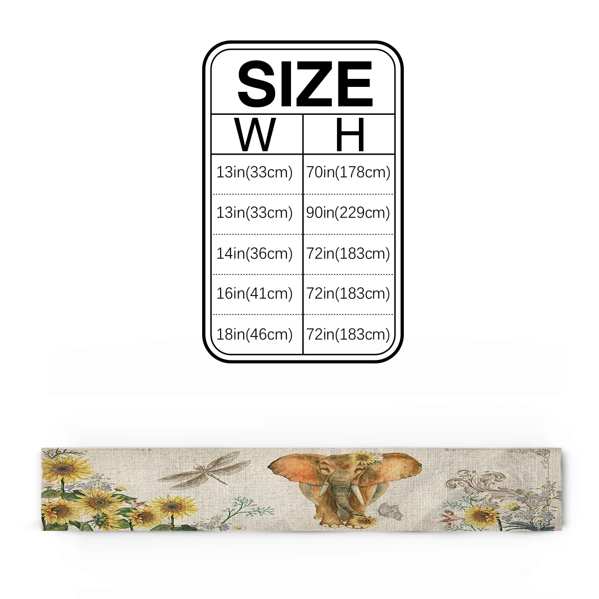 Винтажный настольный бегун со слоном и подсолнухом для свадебной вечеринки