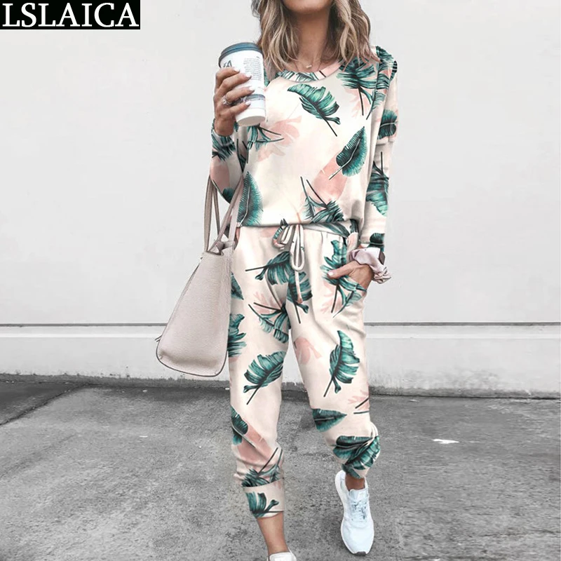 Комплект из двух предметов: топ с длинными рукавами и длинные штаны размера плюс