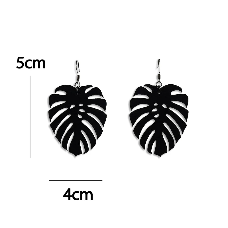 Женские акриловые серьги подвески с черными листьями сережки унисекс в стиле