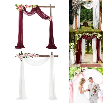 70*550cm/2.3ft*18ft Outdoor Wedding Arch Background Chiffon Curtain Chiffon Drapery Tulle Curtain Wedding Arch Drapping Fabric