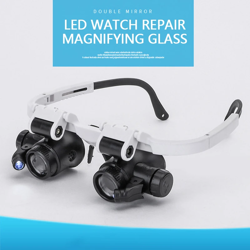 

Head Mounted Glasses Magnifier With LED Light Magnifying Glass led lupa For Watchmaker Jewelry Optical Len Glass Magnifier Loupe