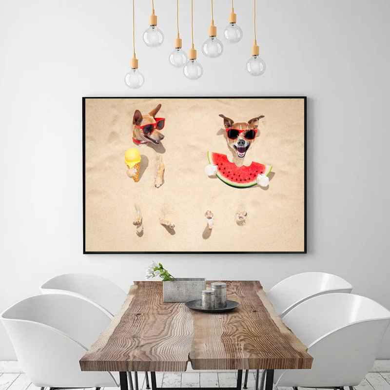Современная Картина на холсте настенное искусство смешная собака плакат