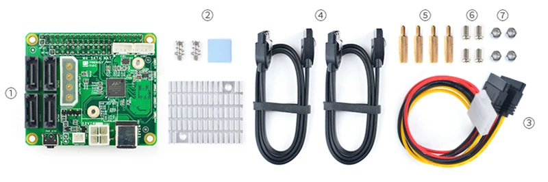 Плата расширения NanoPi M4B/M4V2 PCIe на 4 порта SATA3.0 плата NAS RK3399 Штабелируемый дизайн