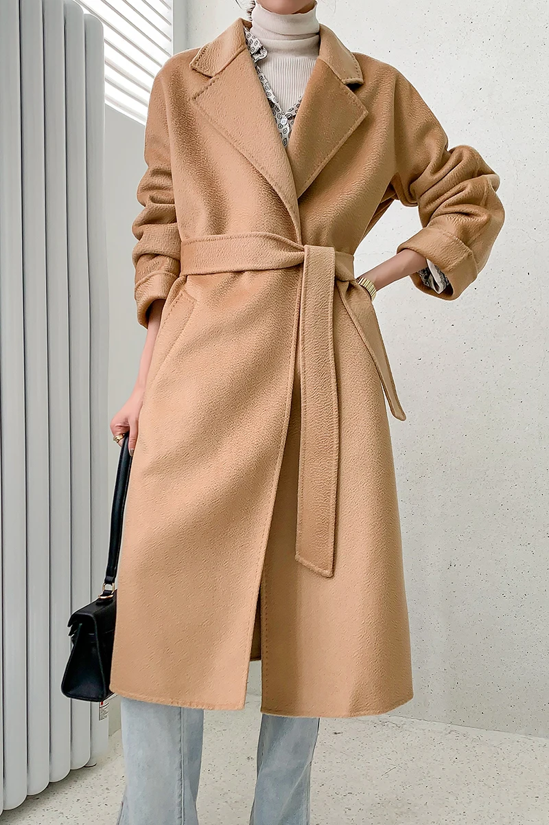 Новинка Осень зима 2020 модное шерстяное пальто женское длинное утепленная ткань в