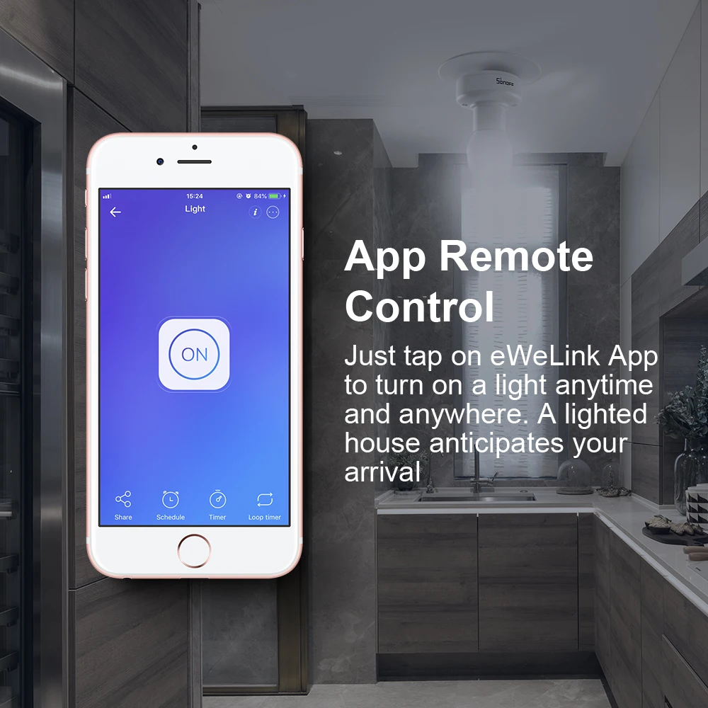 5 шт. беспроводной светодиодный смарт переключатель Sonoff Slampher R2 E27 433 МГц с