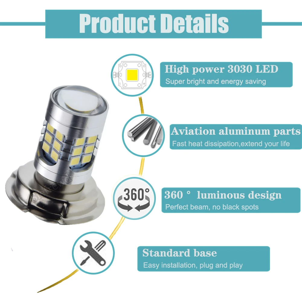 Пара P26S мотоцикл LED головной светильник лампы для роста растений 6V 12V AC мотобайк