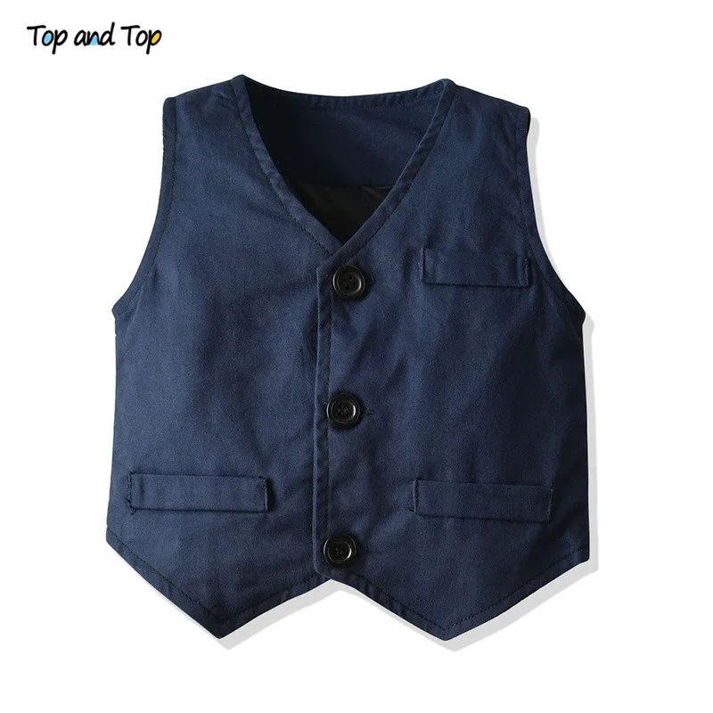 Комплект одежды для мальчиков из трех предметов кофта с длинным рукавом жилет и