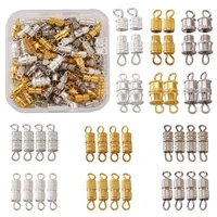 1set brass screw clasps necklace bracelet connector tube shape cord end links clasps for diy jewelry making findings accessories