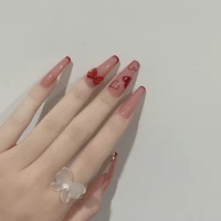 fake nails pink butterfly full cover fake nails diy glue press on nails nail art tools